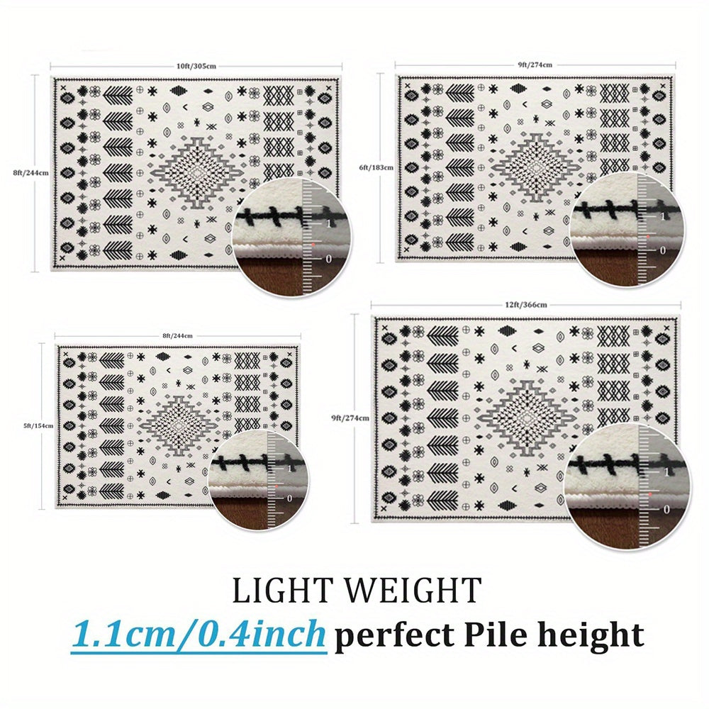 YIHOUSE Non-Shedding Washable Area Rugs, Soft Faux Wool Carpet for Bedroom, Living Room, Dining Room, And Office, Modern Nonslip Striped Rugs in Black And White - Perfect for Home And Room Decoration.