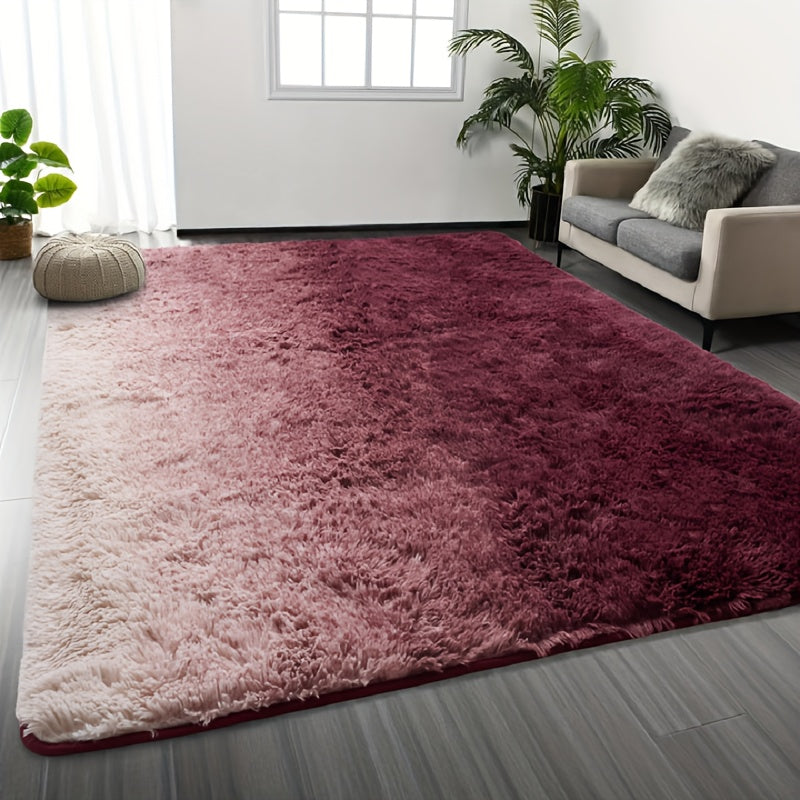 1pc Luxurious Rectangular Shaggy Plush Carpet Rug - Soft, Fluffy, Tie-dyed, Solid, Dark-colored, Non-slip, Machine Washable - Perfect for Living Room Sofa, bed Room, Home High-end Decorative, Easy to Clean, Long-lasting, and Versatile