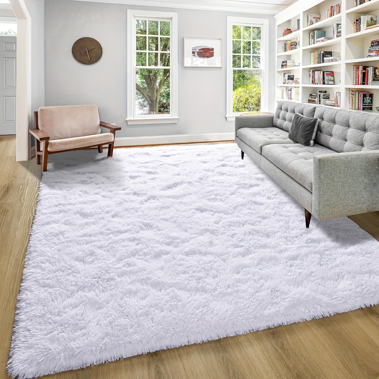 1pc Luxurious Rectangular Shaggy Plush Carpet Rug - Soft, Fluffy, Tie-dyed, Solid, Dark-colored, Non-slip, Machine Washable - Perfect for Living Room Sofa, bed Room, Home High-end Decorative, Easy to Clean, Long-lasting, and Versatile