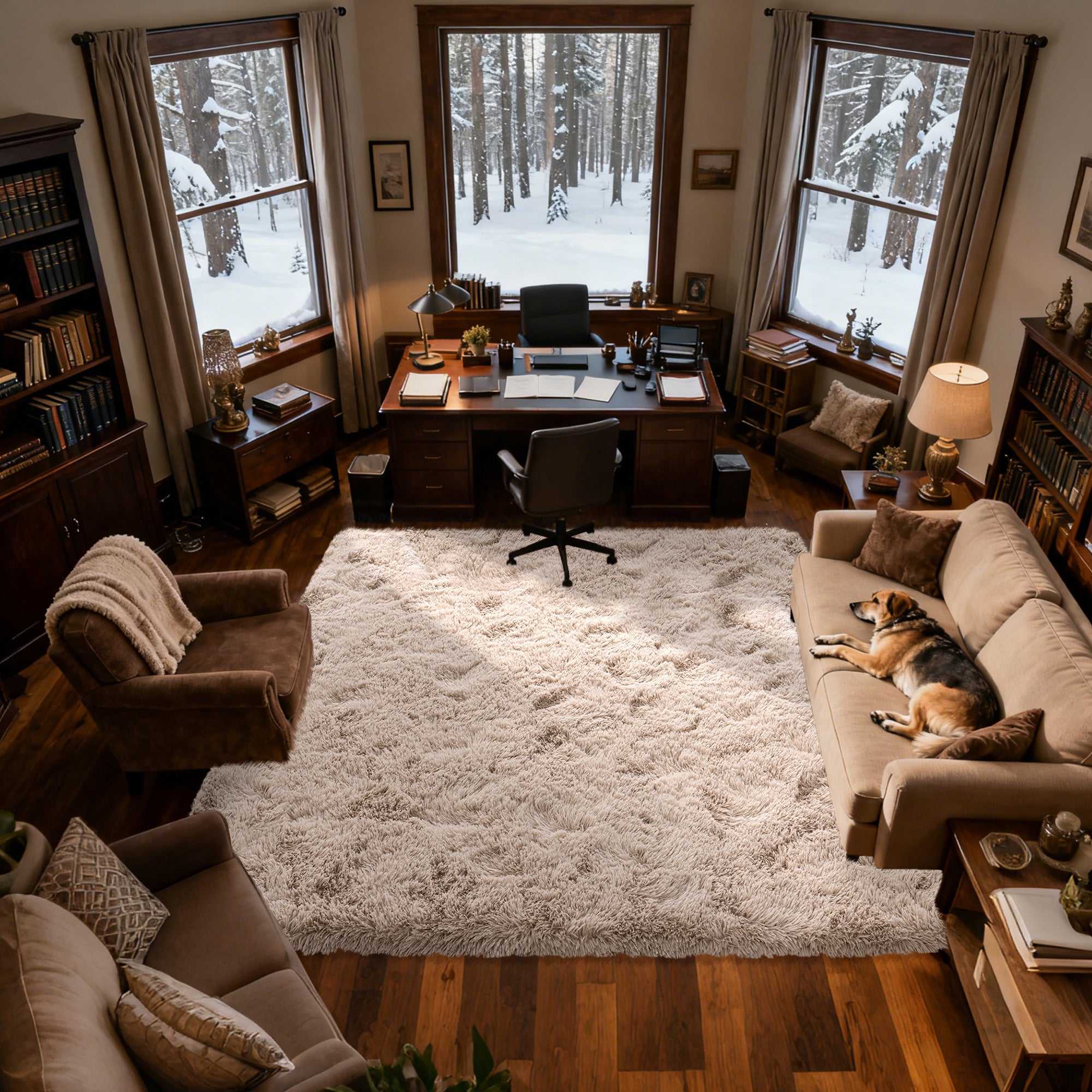 Fluffy and Soft Area Carpet, Bedroom 6X9 Area Carpet, Bedside Carpet, Soft and Fluffy Entrance Carpet, Living Room and Bedroom Home Decoration, Camel