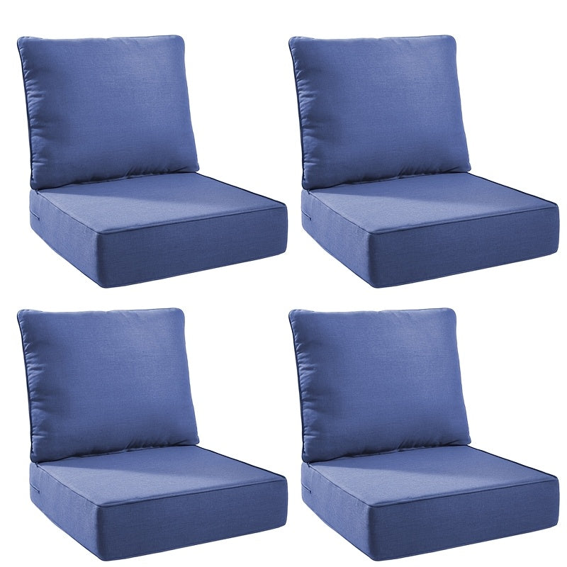 4 Pairs Outdoor Seat Cushions for Patio Sofa Couch Chair Seat Cushions Deep Seat Cushion 24 x 24 x 6 Inch