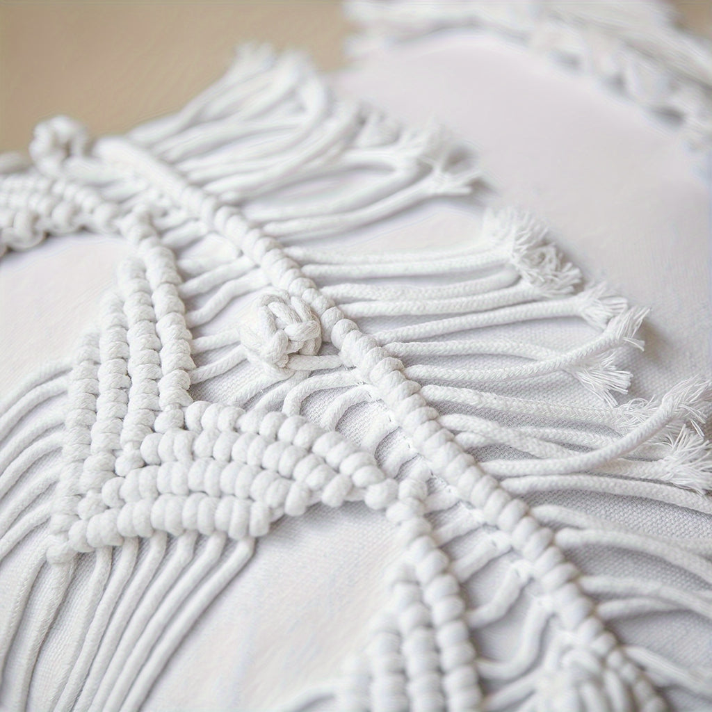 100% Handmade Crochet Boho Series with Tassels and Knot Throw Pillow 18x18in 45x45cm 1 pack