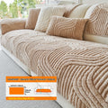 1pc AICHO HOUSE Plush Striped Sofa Cover with Anti-Slip Particles - Machine Washable, Versatile Fit for 1 to 4-Seater Sofas, Ideal for Living Room, Bedroom, Office - Elegant Black and Cream Decor