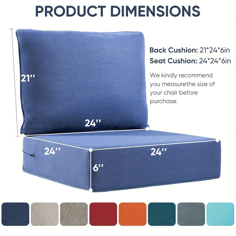 4 Pairs Outdoor Seat Cushions for Patio Sofa Couch Chair Seat Cushions Deep Seat Cushion 24 x 24 x 6 Inch