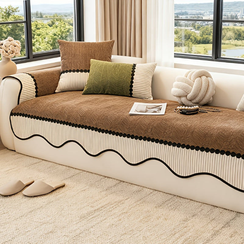 Pet-Proof Chenille Sofa Cover | Easy Clean Anti-Scratch Couch Protector, Non-Slip for Armchairs\u002FSofas, Soft Decor for Living Room Bedroom, Machine Washable