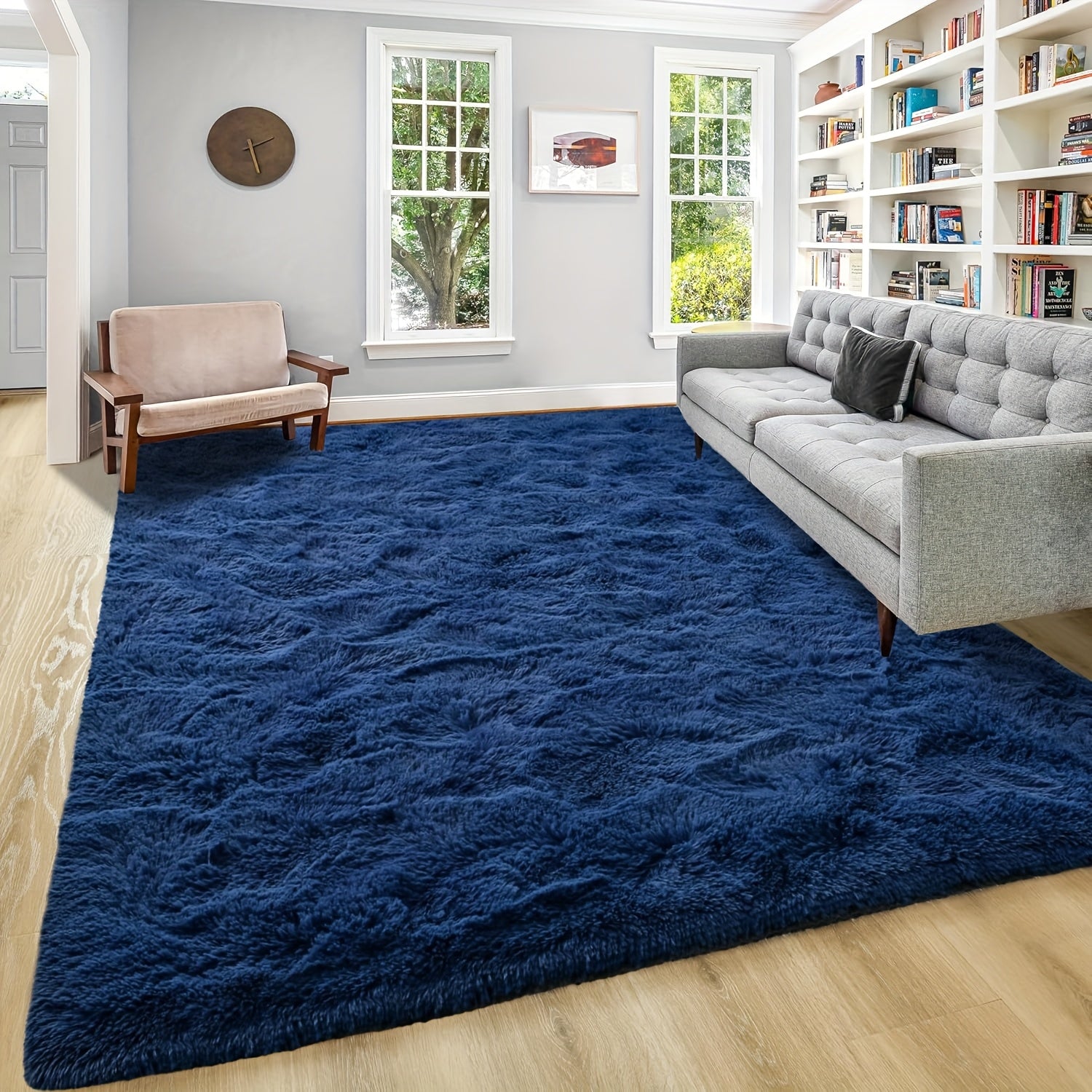 1pc Luxurious Rectangular Shaggy Plush Carpet Rug - Soft, Fluffy, Tie-dyed, Solid, Dark-colored, Non-slip, Machine Washable - Perfect for Living Room Sofa, bed Room, Home High-end Decorative, Easy to Clean, Long-lasting, and Versatile