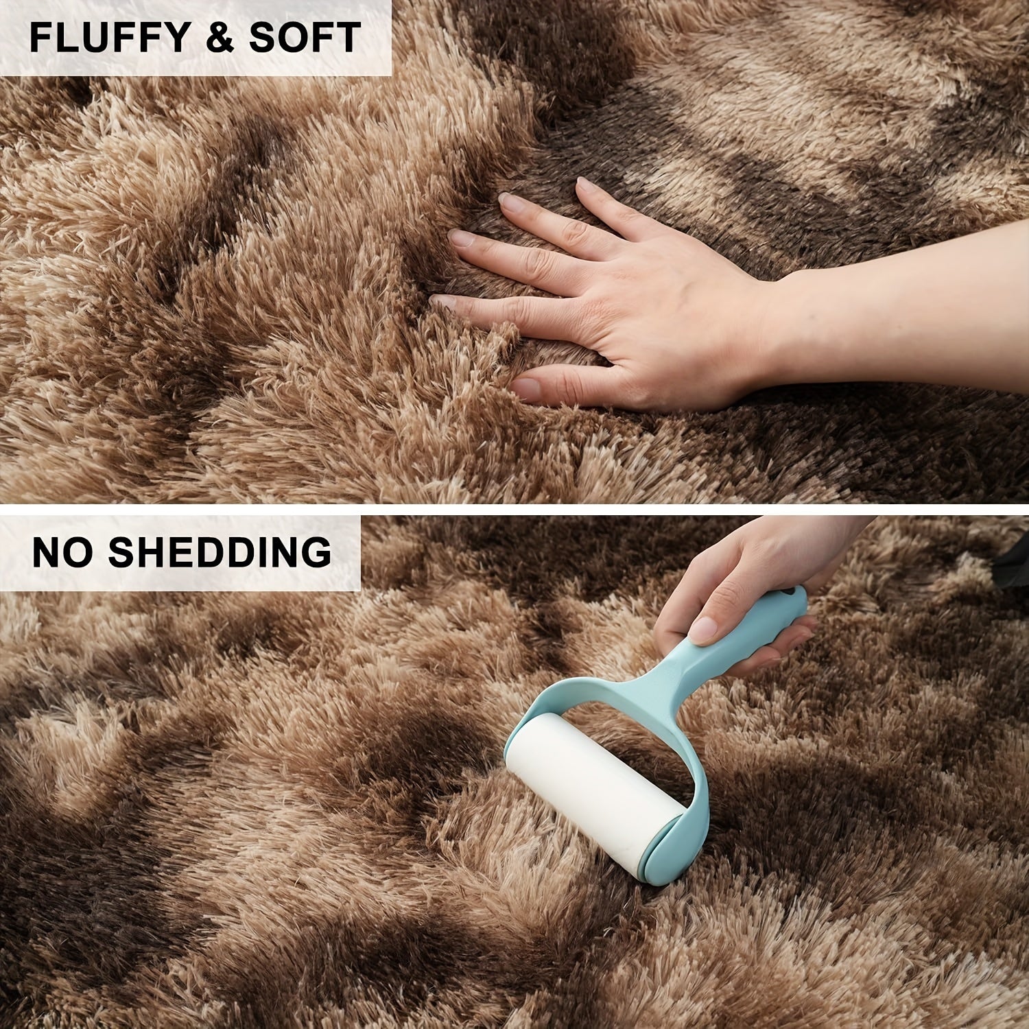 1pc Luxurious Rectangular Shaggy Plush Carpet Rug - Soft, Fluffy, Tie-dyed, Solid, Dark-colored, Non-slip, Machine Washable - Perfect for Living Room Sofa, bed Room, Home High-end Decorative, Easy to Clean, Long-lasting, and Versatile