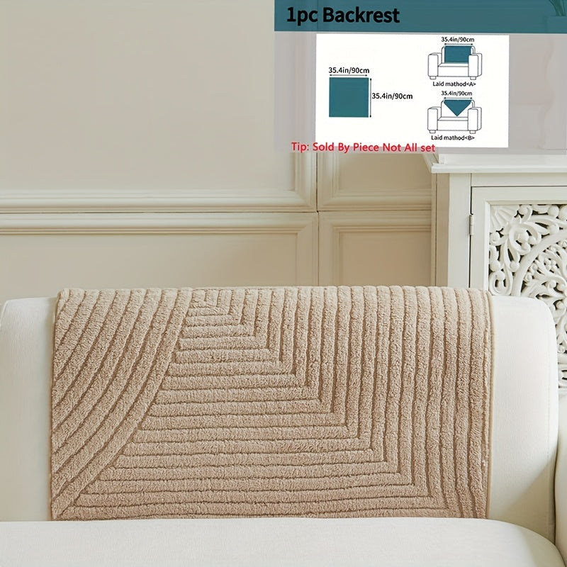 1pc Vintage Jacquard Plush Sofa Cushion Cover - Fit Suitable for All Sofas, Pet-Friendly Anti-Slip Furniture with Retro Jacquard, Machine Washable Cover Fits Single\u002FDouble\u002FTriple\u002FQuad Sofas for, Office &