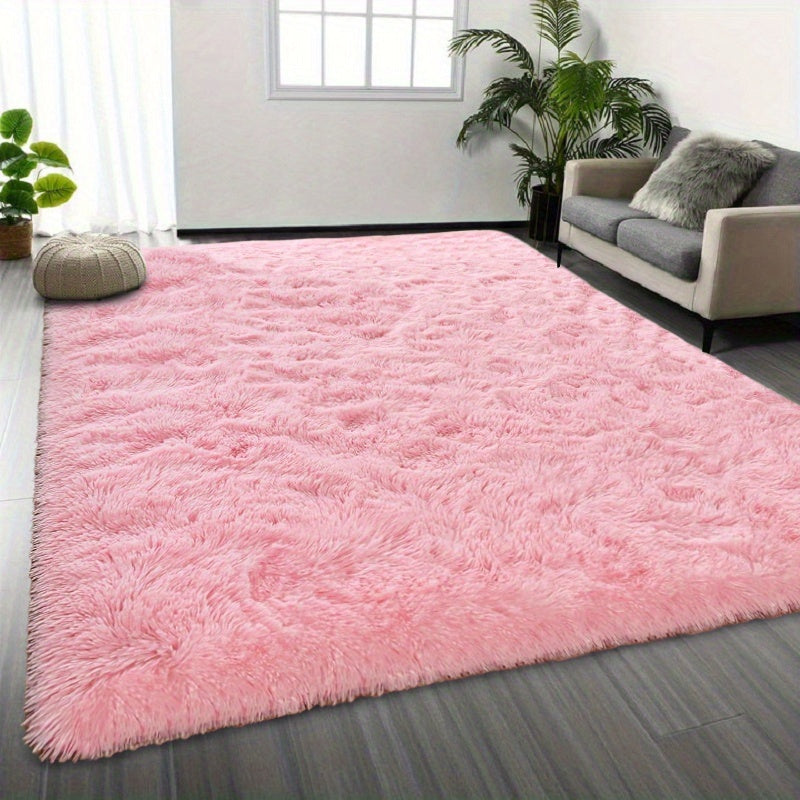 1pc Luxurious Rectangular Shaggy Plush Carpet Rug - Soft, Fluffy, Tie-dyed, Solid, Dark-colored, Non-slip, Machine Washable - Perfect for Living Room Sofa, bed Room, Home High-end Decorative, Easy to Clean, Long-lasting, and Versatile