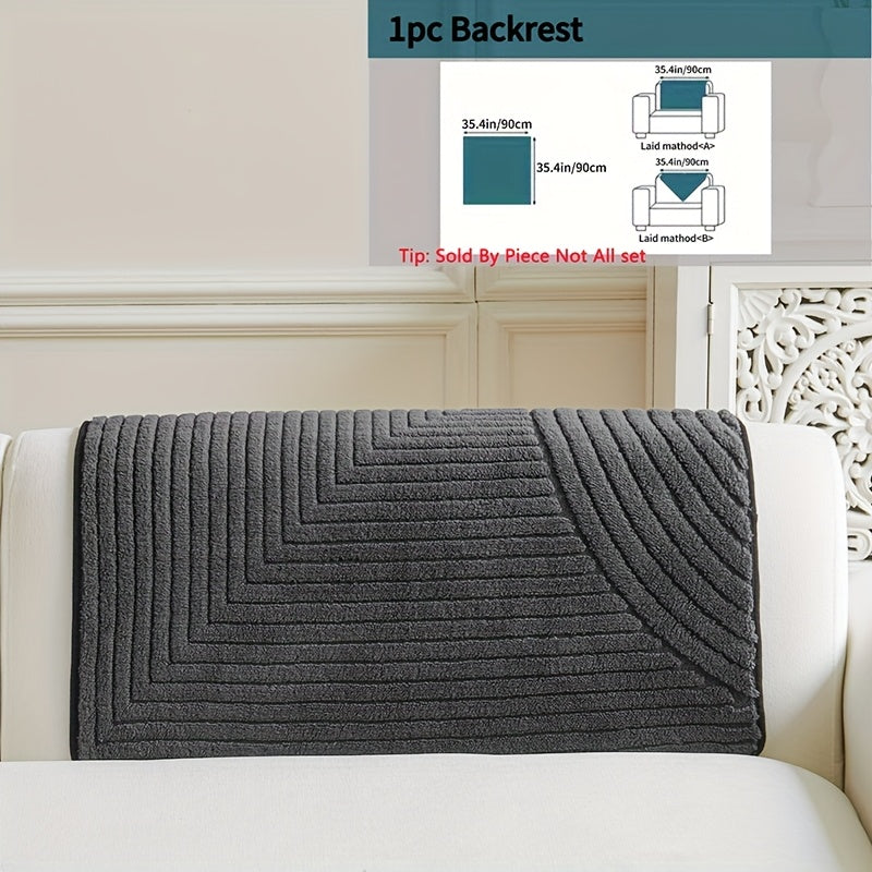 1pc Vintage Jacquard Plush Sofa Cushion Cover - Fit Suitable for All Sofas, Pet-Friendly Anti-Slip Furniture with Retro Jacquard, Machine Washable Cover Fits Single\u002FDouble\u002FTriple\u002FQuad Sofas for, Office &