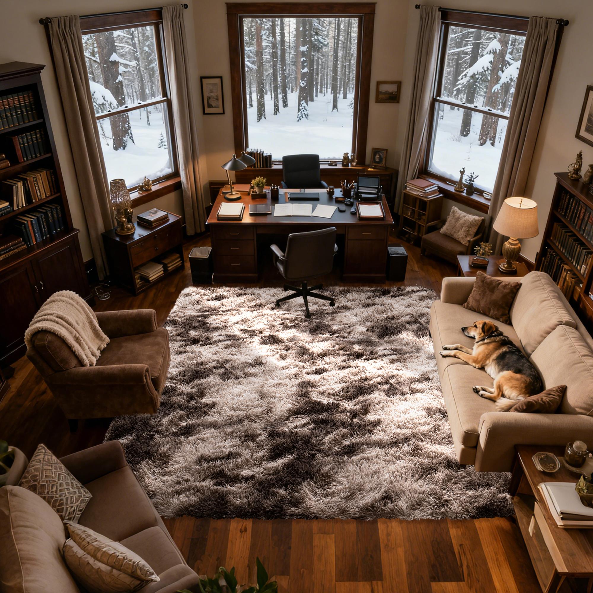 Fluffy and Soft Area Carpet, Bedroom 6X9 Area Carpet, Bedside Carpet, Soft and Fluffy Entrance Carpet, Living Room and Bedroom Home Decoration, Camel