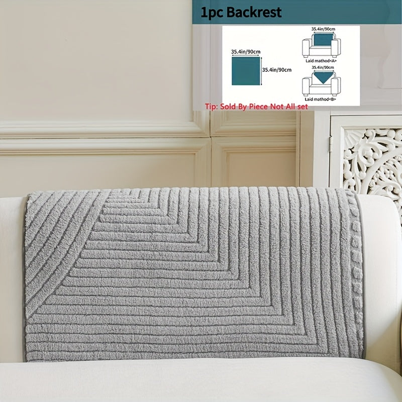 1pc Vintage Jacquard Plush Sofa Cushion Cover - Fit Suitable for All Sofas, Pet-Friendly Anti-Slip Furniture with Retro Jacquard, Machine Washable Cover Fits Single\u002FDouble\u002FTriple\u002FQuad Sofas for, Office &