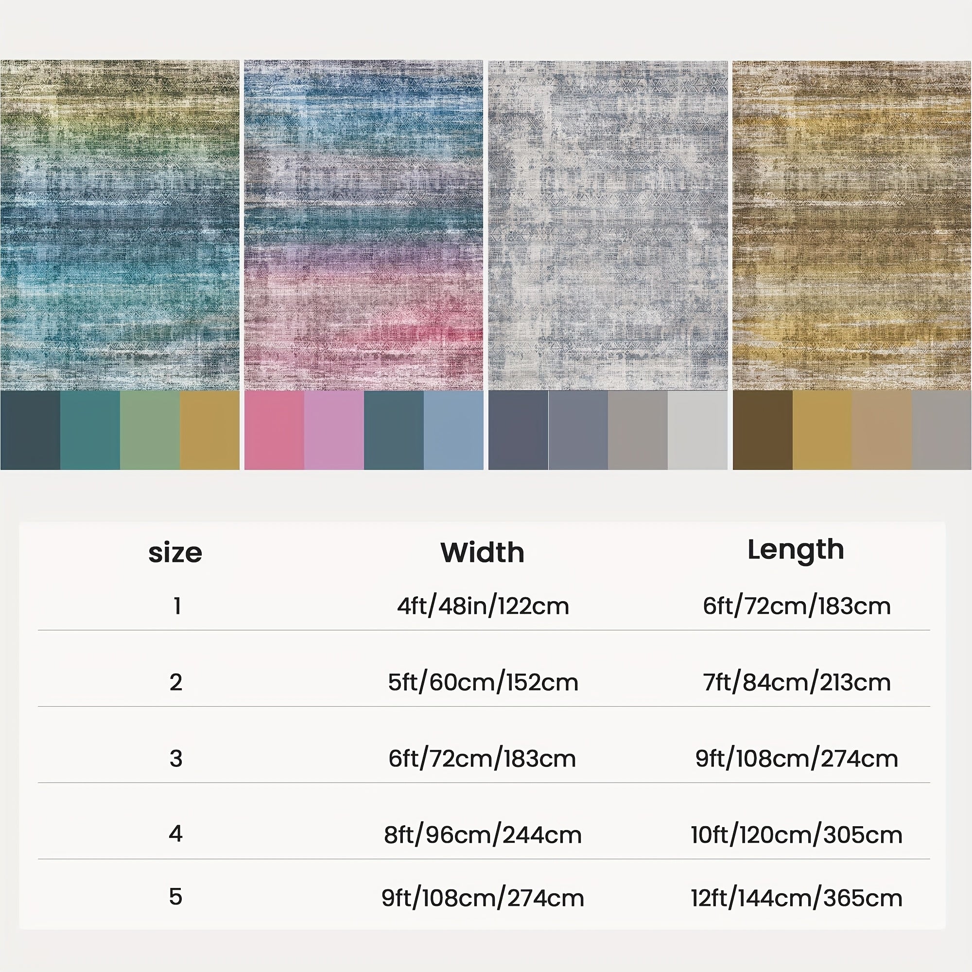 1pc Washable Area Rug Gradient Teal Blue Soft & Non-Slip, Vintage Moroccan Style, Modern Abstract Easy Cleaning - Perfect For Living Room, Bedroom, Dining Room