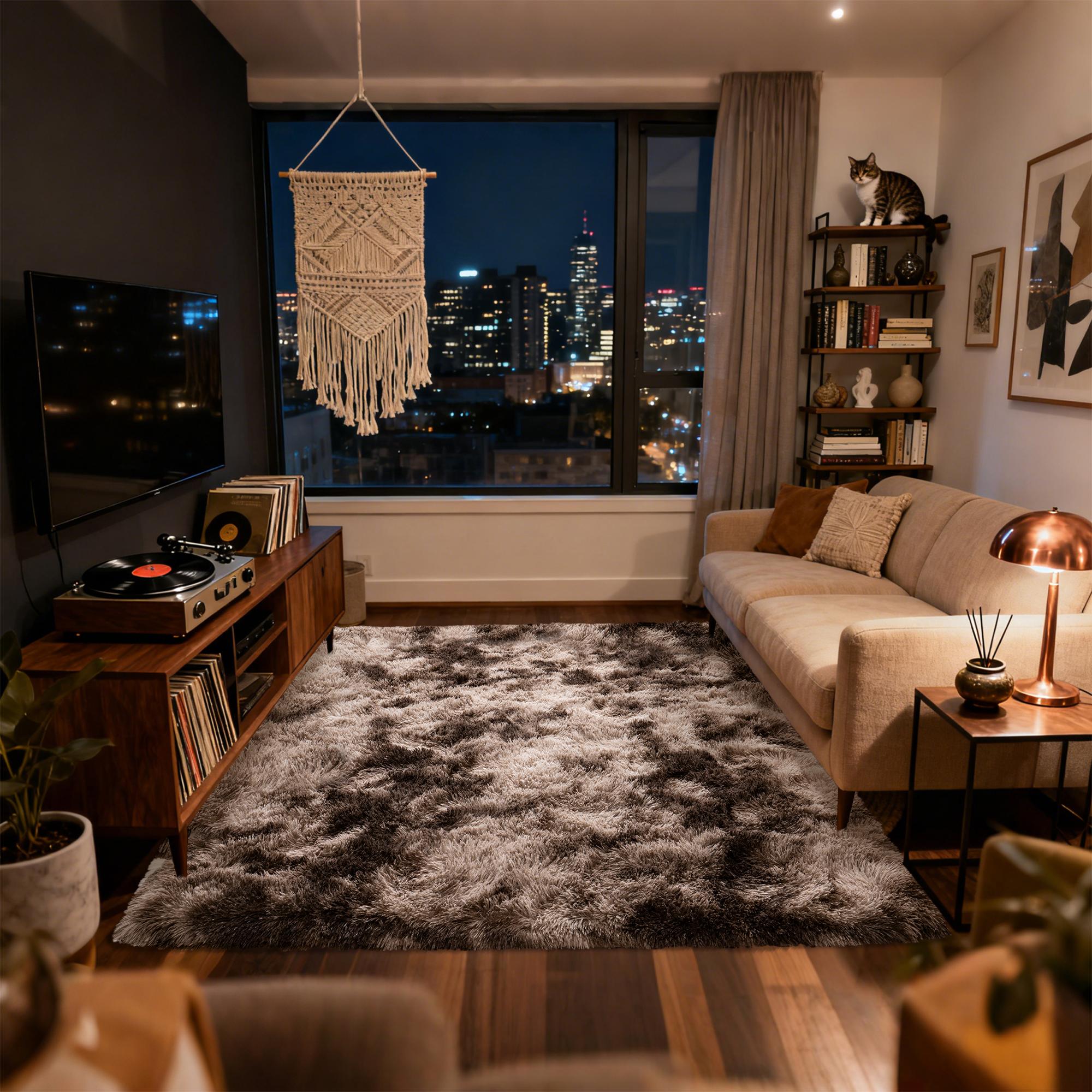 Fluffy and Soft Area Carpet, Bedroom 6X9 Area Carpet, Bedside Carpet, Soft and Fluffy Entrance Carpet, Living Room and Bedroom Home Decoration, Camel