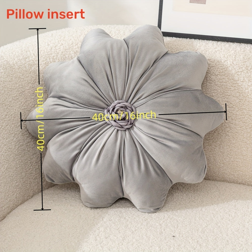 16 Inch Round Flower-Shaped Throw Pillow with Insert - Soft Velvet-Like Texture Cushion, 5 Colors (, Red, Green, Purple) | Decorative Accent for Sofa, Bed, Car | Machine Washable & Zipper Closure | Ideal Gift for Home Decor | No Batteries\u002FElectricit