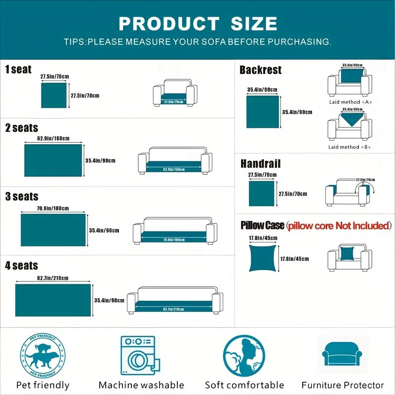 Contemporary Chenille Sofa Cover Suitable for All Sofa Types (Single\u002FDouble\u002FTriple\u002FQuad) - Soft Lace Trim, Non-Slip Furniture Protector, Fit Sofa Cover for, Bedrom, Office - Machine Washable Cover