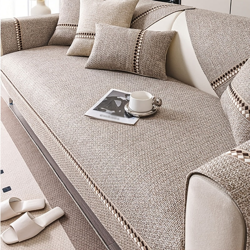 1pc Herringbone Sofa Slipcover Compatible for 1\u002F2\u002F3\u002F4\u002F5-Seater Couches with Non-Slip Backing, Washable Stretch Cover, Fit Furniture Protector for Living Room (for Smaller Spaces)